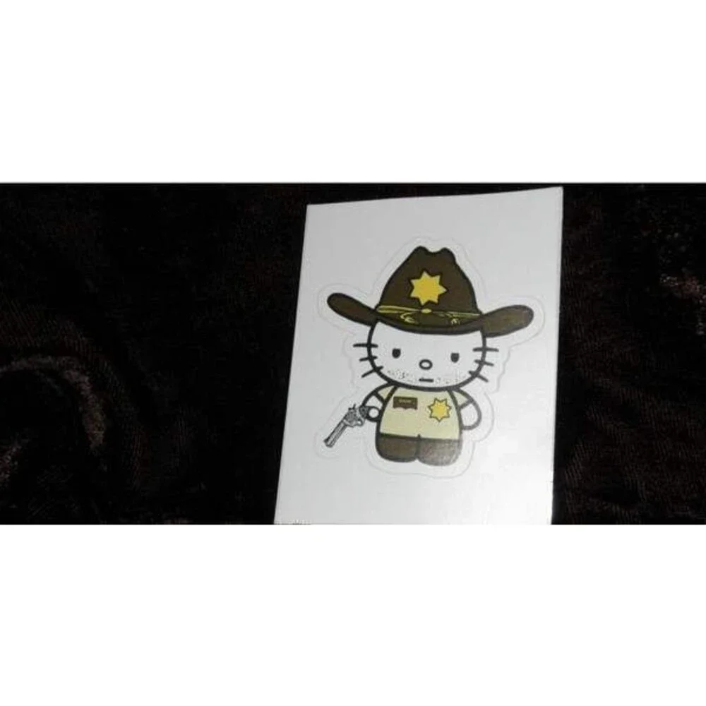 THE DEAD ZOMBIE TV SHOW KITTY RICK GRIMES DEPUTY SHERIFF DECAL (2.75W X 3.0